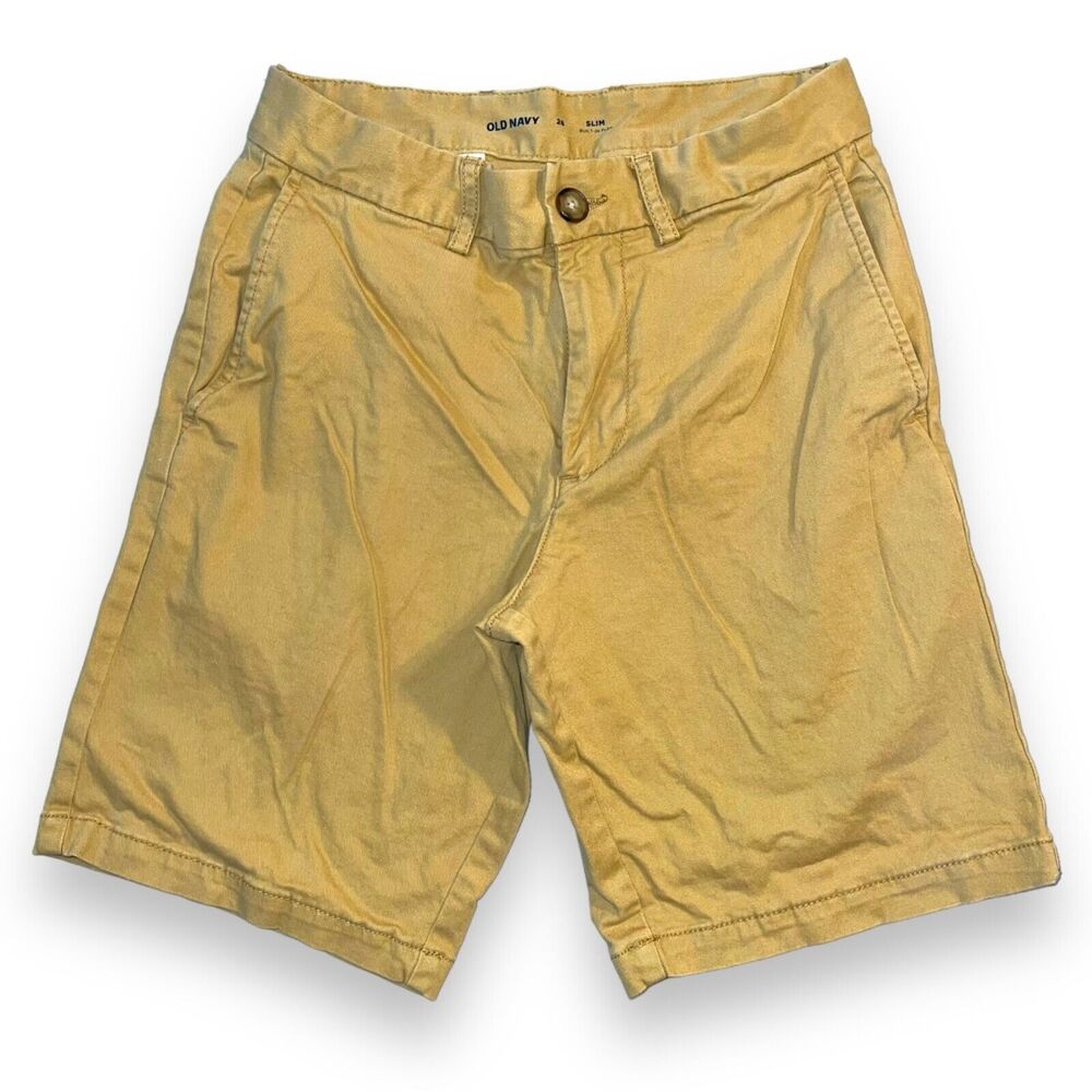 Old Navy Mens Khaki Chino Shorts Slim Fit Built In Flex Tan Size 28